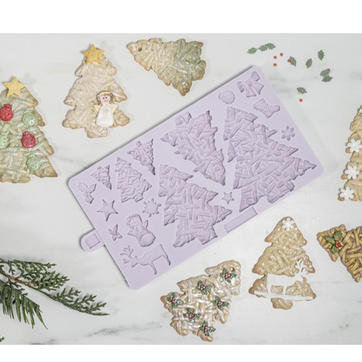 Silikonform - Wicker Weihnachtsbäume