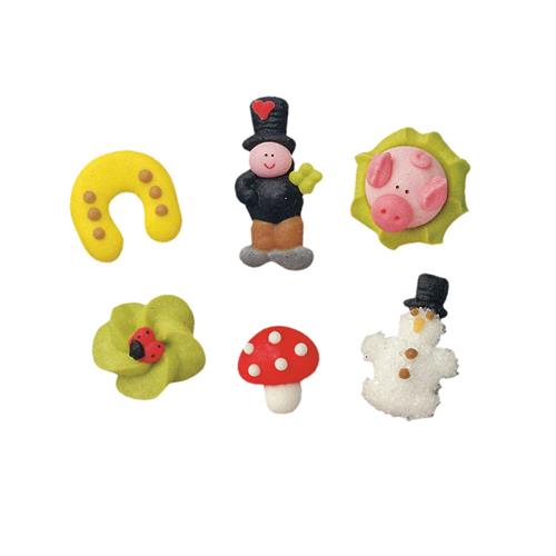 Zucker Figuren Neujahr Glücksbringer sortiert