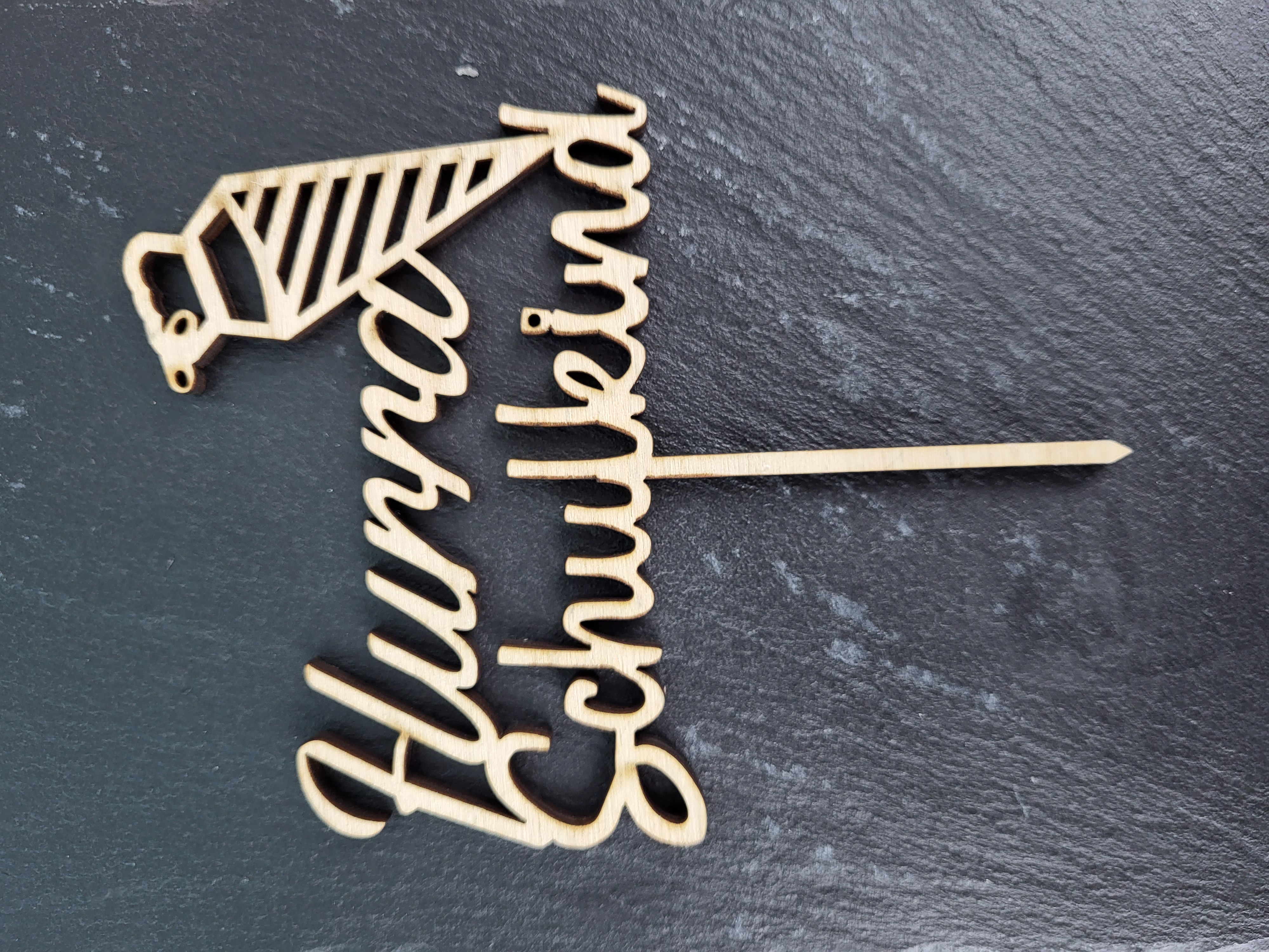 Cake Topper "Hurra Schulkind" Holz 