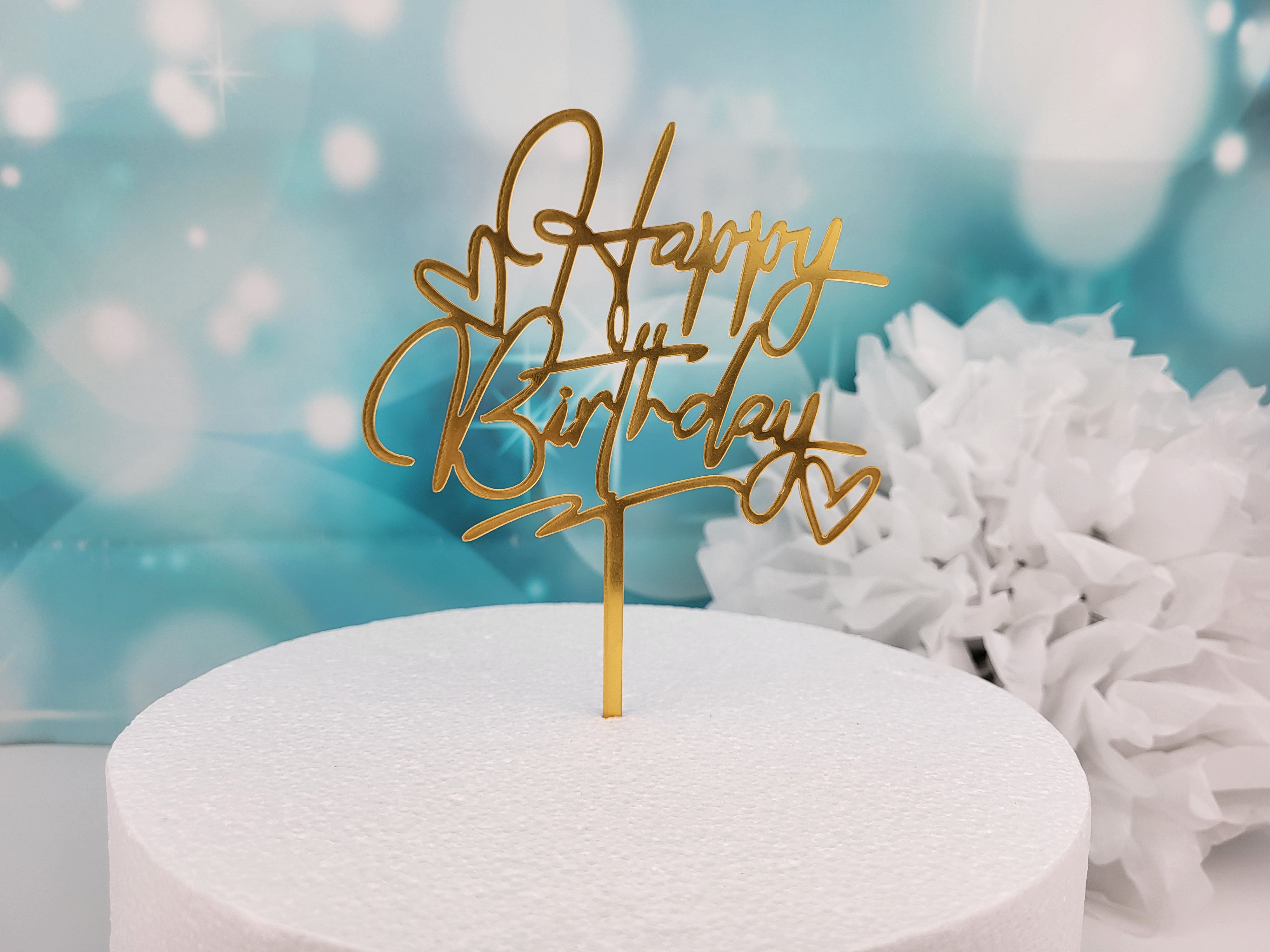 Cake Topper Happy Birtdhay gold