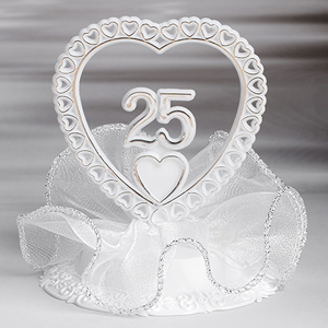 Cake Topper silber/weiss 25