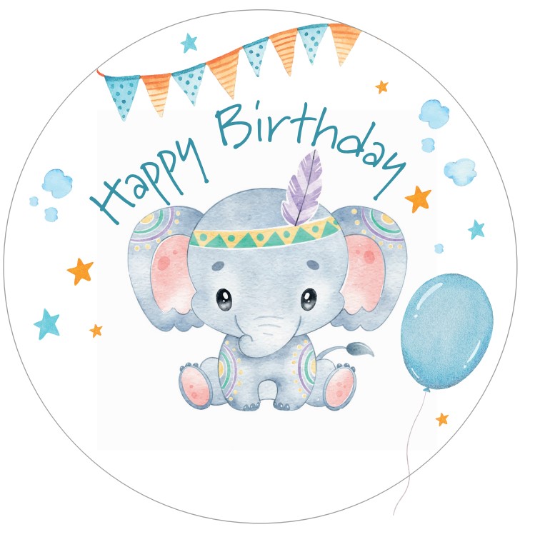 Tortenaufleger Elefant Blau