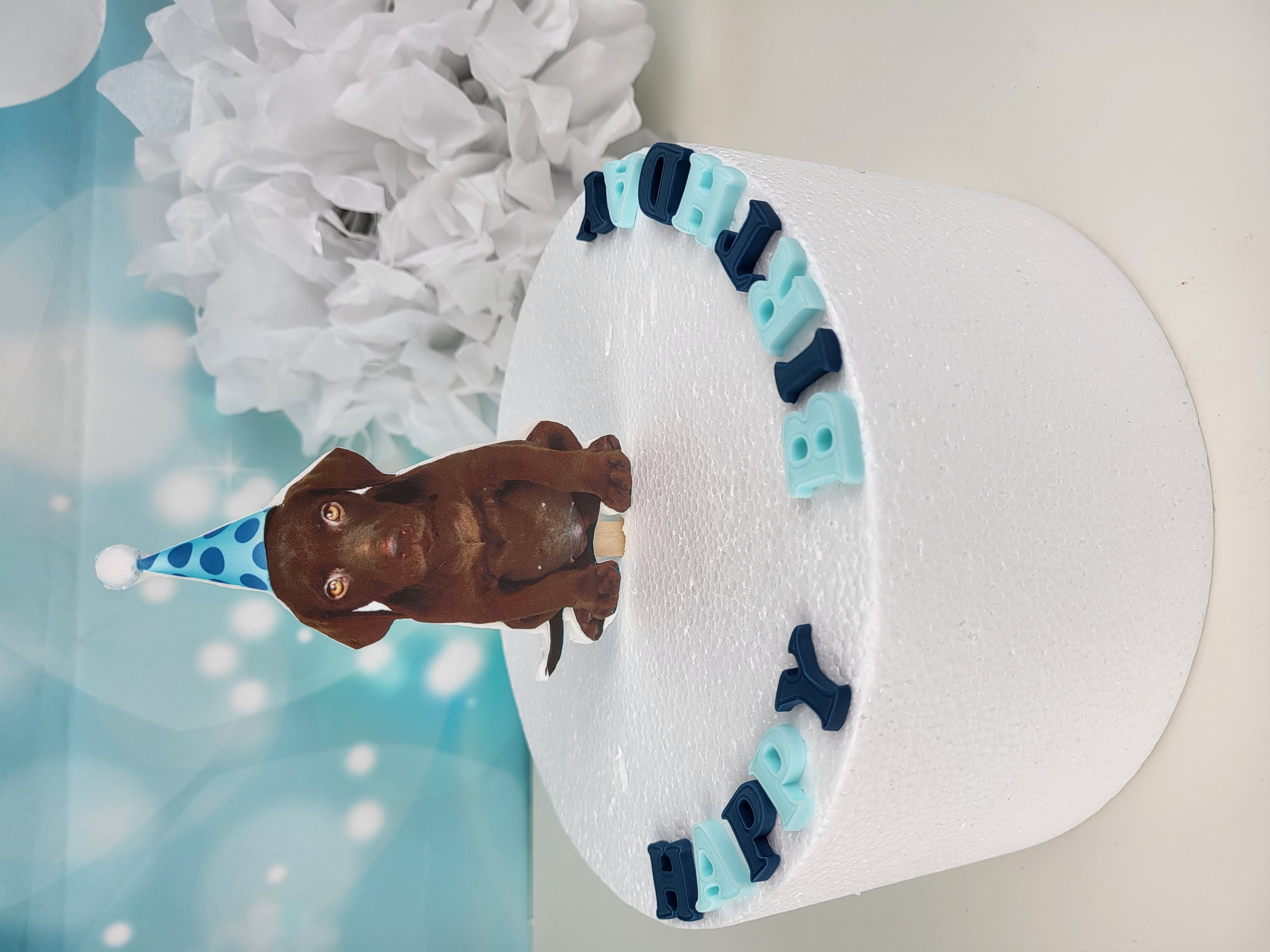 Cake Topper Hund mit Partyhut