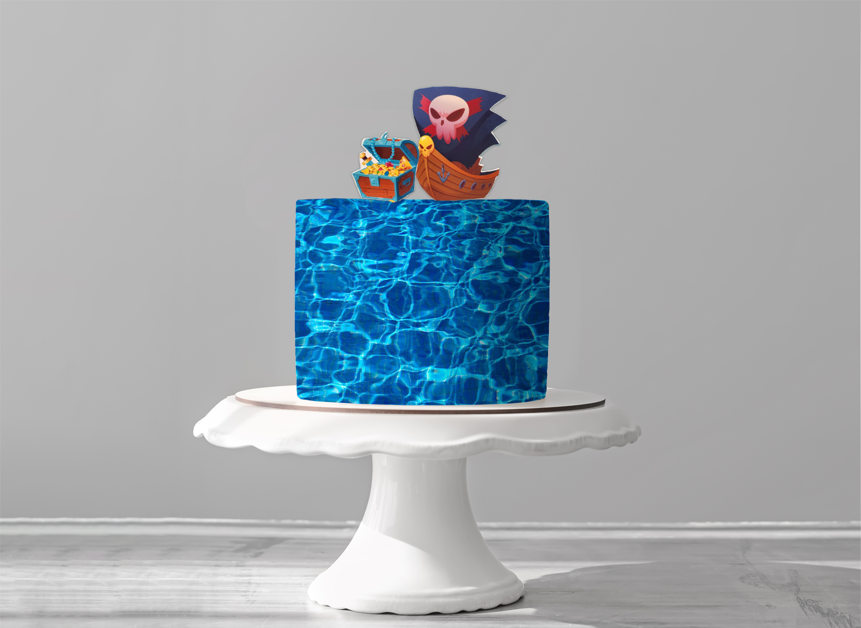 Cake Topper Piratenschiff, Schatztruhe und Goldmünzen