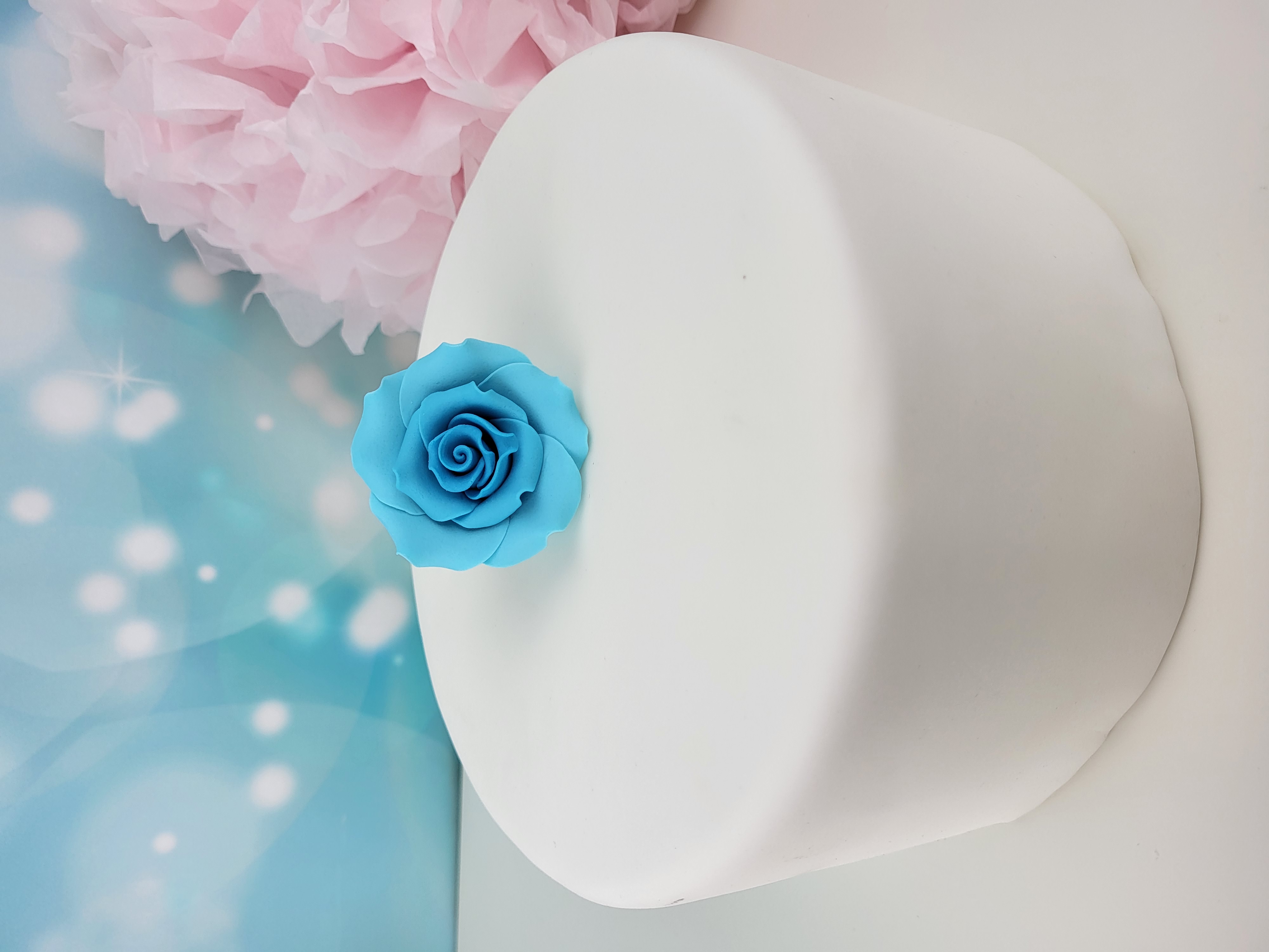 Zuckerdekoration Rose hellblau
