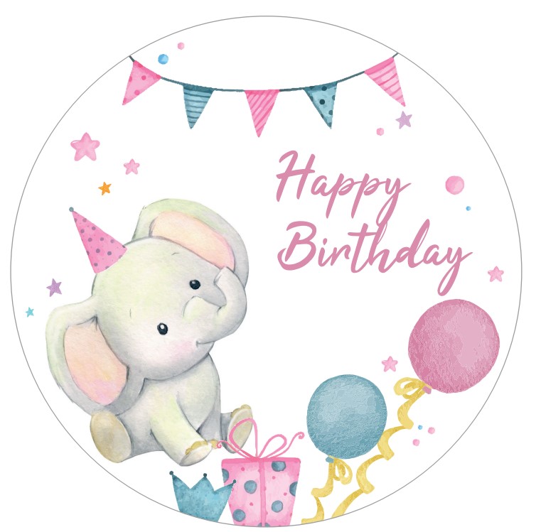 Tortenaufleger Elefant Happy Birthday