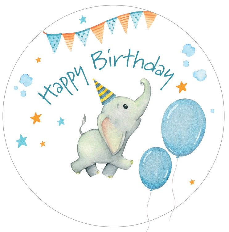 Tortenaufleger Elefant Blau