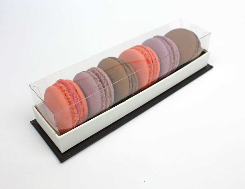 Macarons Schachtel schwarz mit Klarsichtdeckel