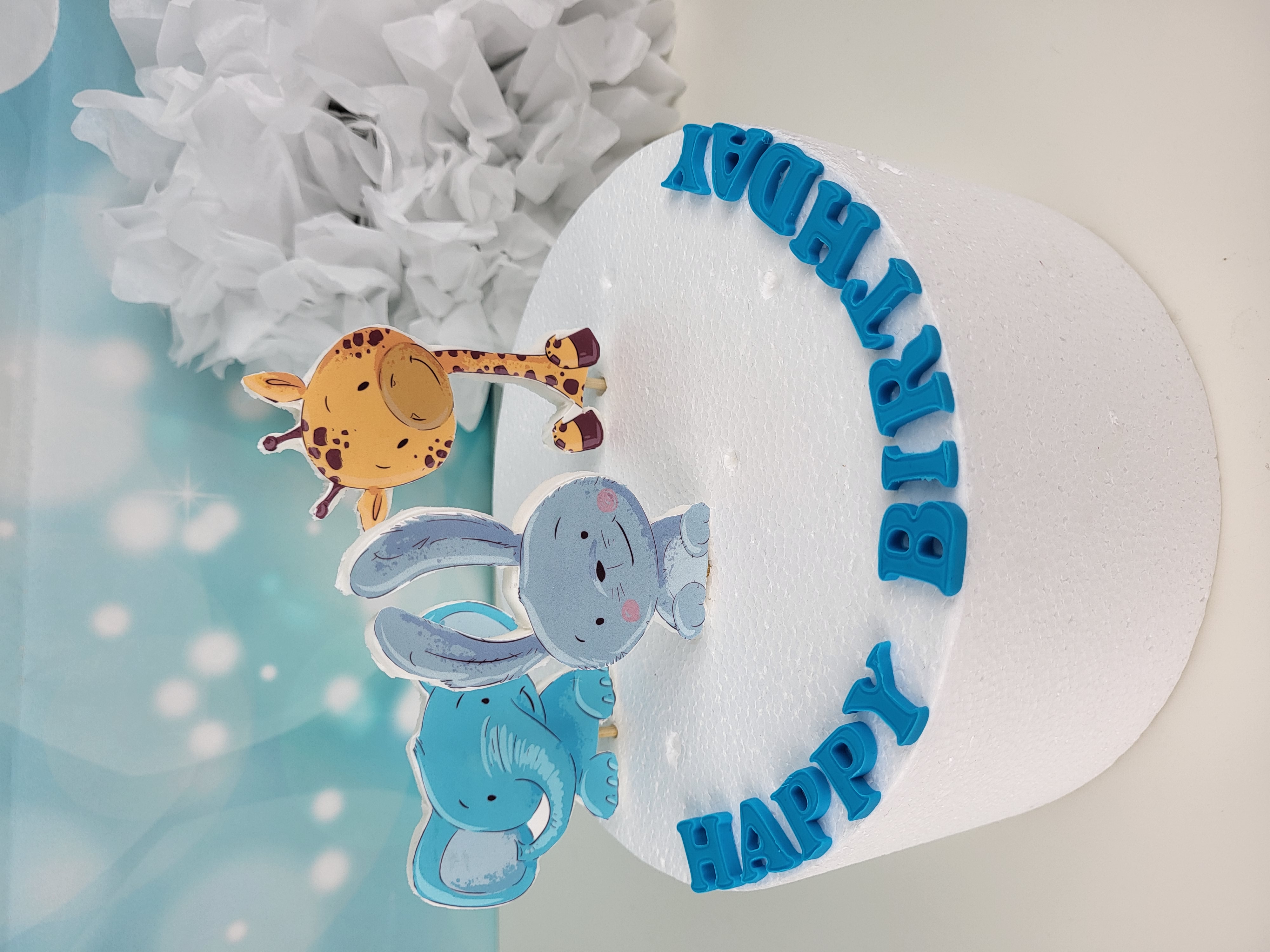 Cake Topper Elefant, Hase und Giraffe