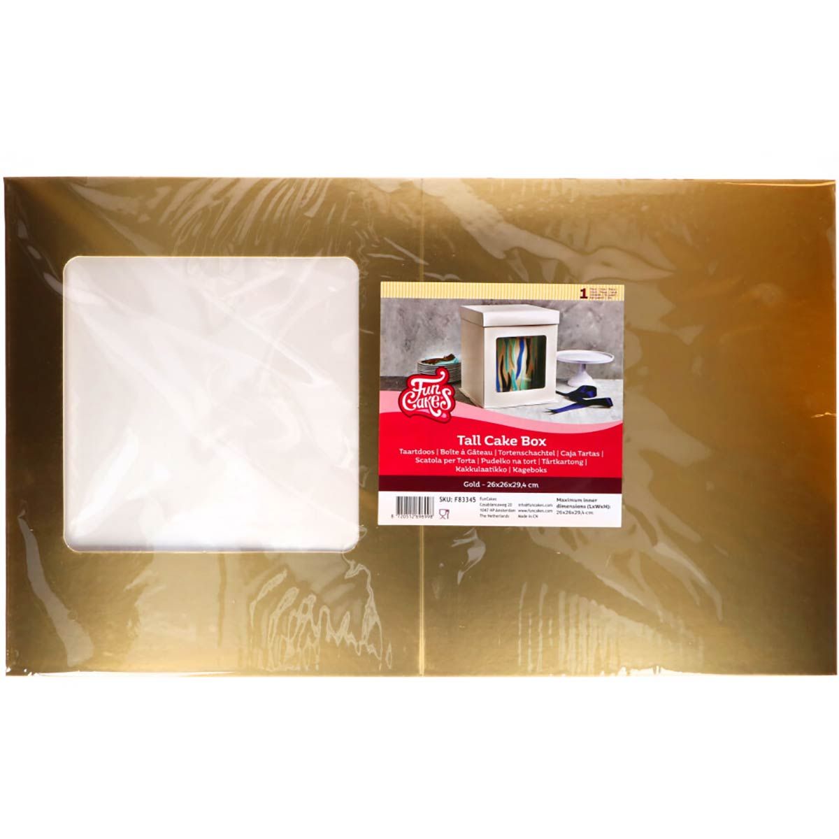 Tortenschachtel 26 x 26 x 29,4 cm - Gold