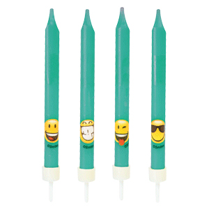 Geburtstagskerzen Smiley türkis 4 Stk.