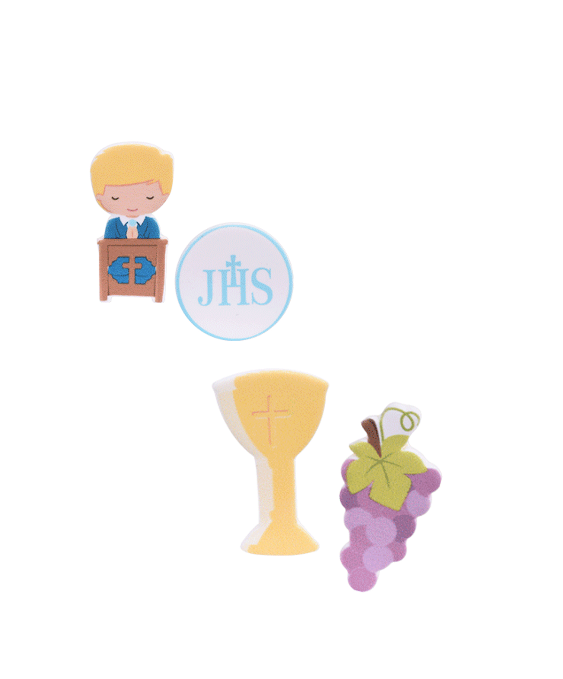 Zuckerdekoration Kommunion blau | 4 Teile