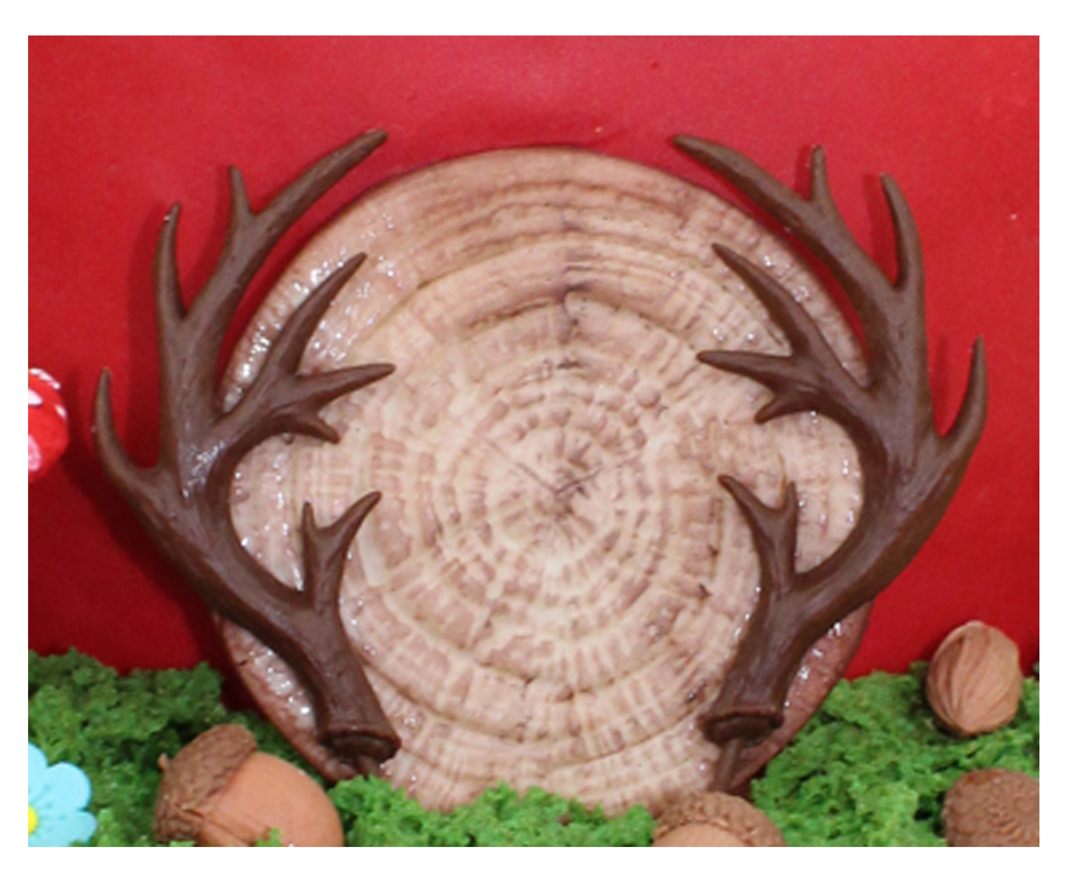 Baumstamm Scheibe mit Geweih