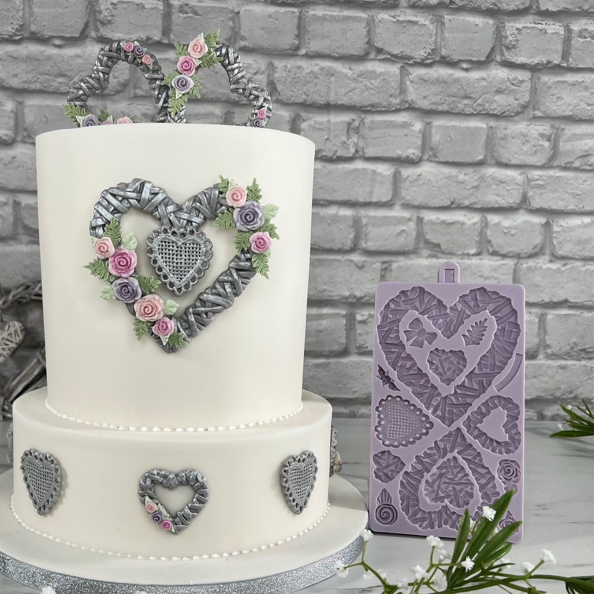 Silikonform Karen Davies Korbgeflecht Herz Flechtherz