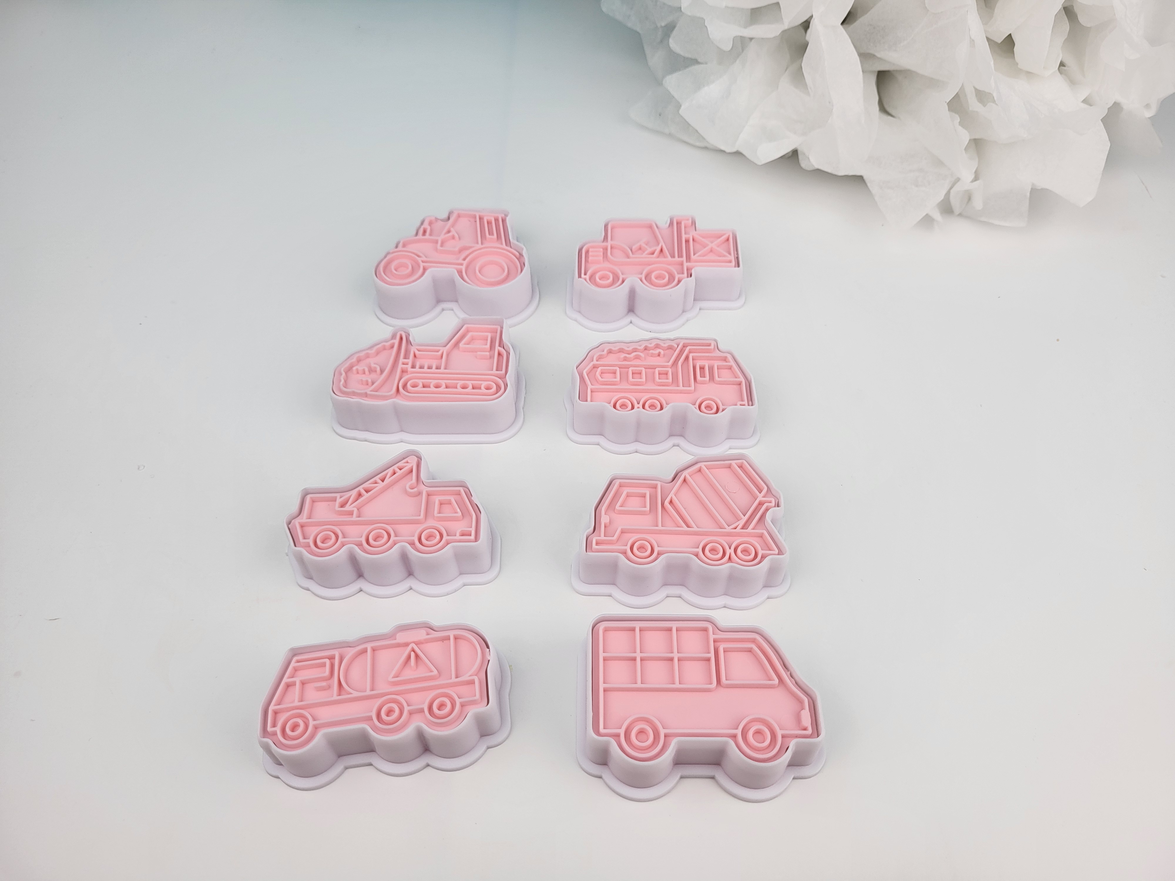 8-teiliges Ausstecherset mit Prägung – Fahrzeuge