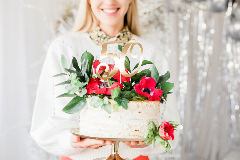 Cake Topper Zahl 50 gold