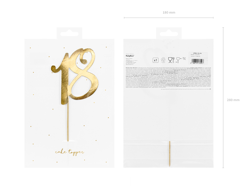 Cake Topper Zahl 18 gold