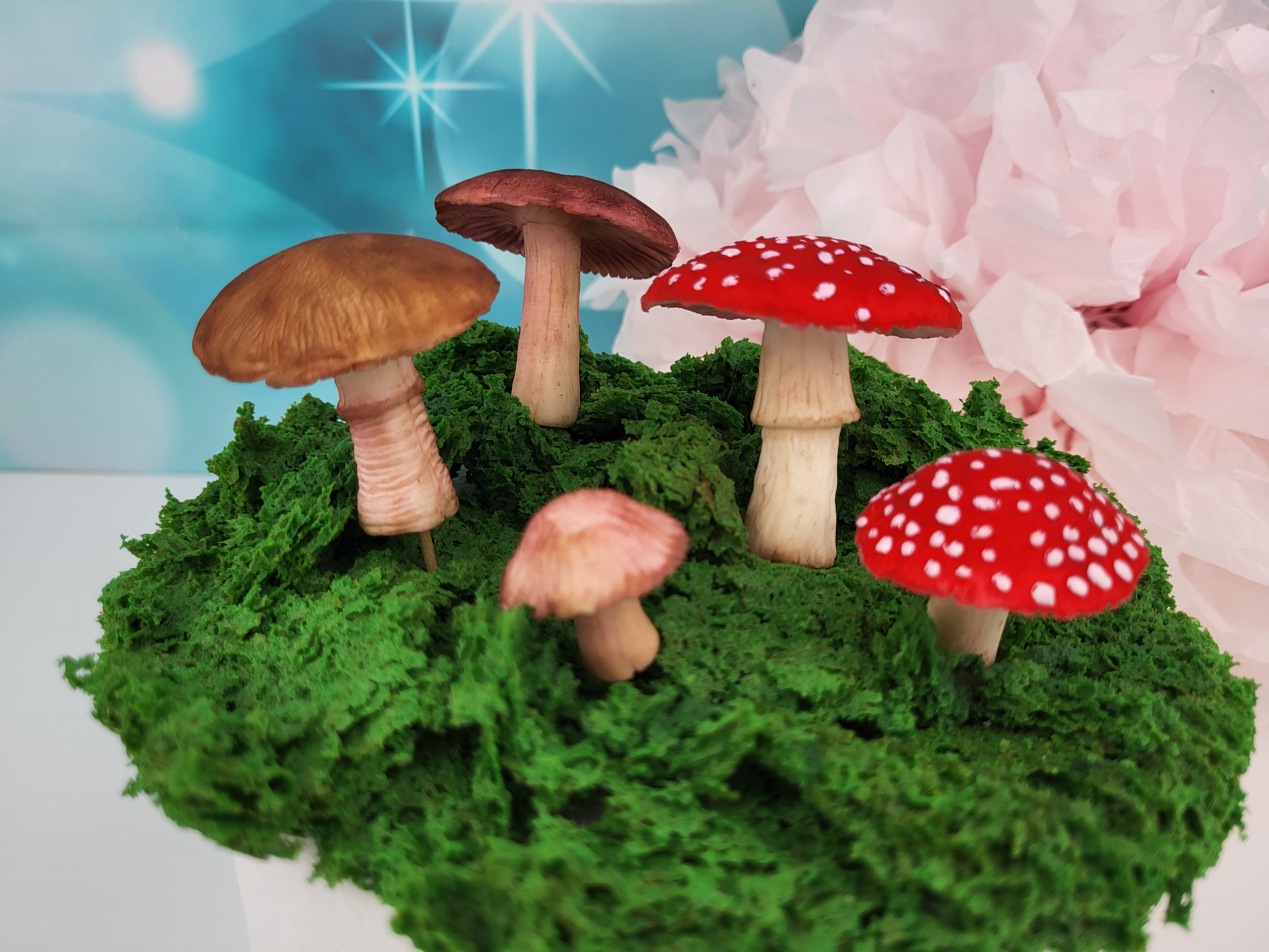 Fondantpilze mit essbarem Moos (6-teilig)
