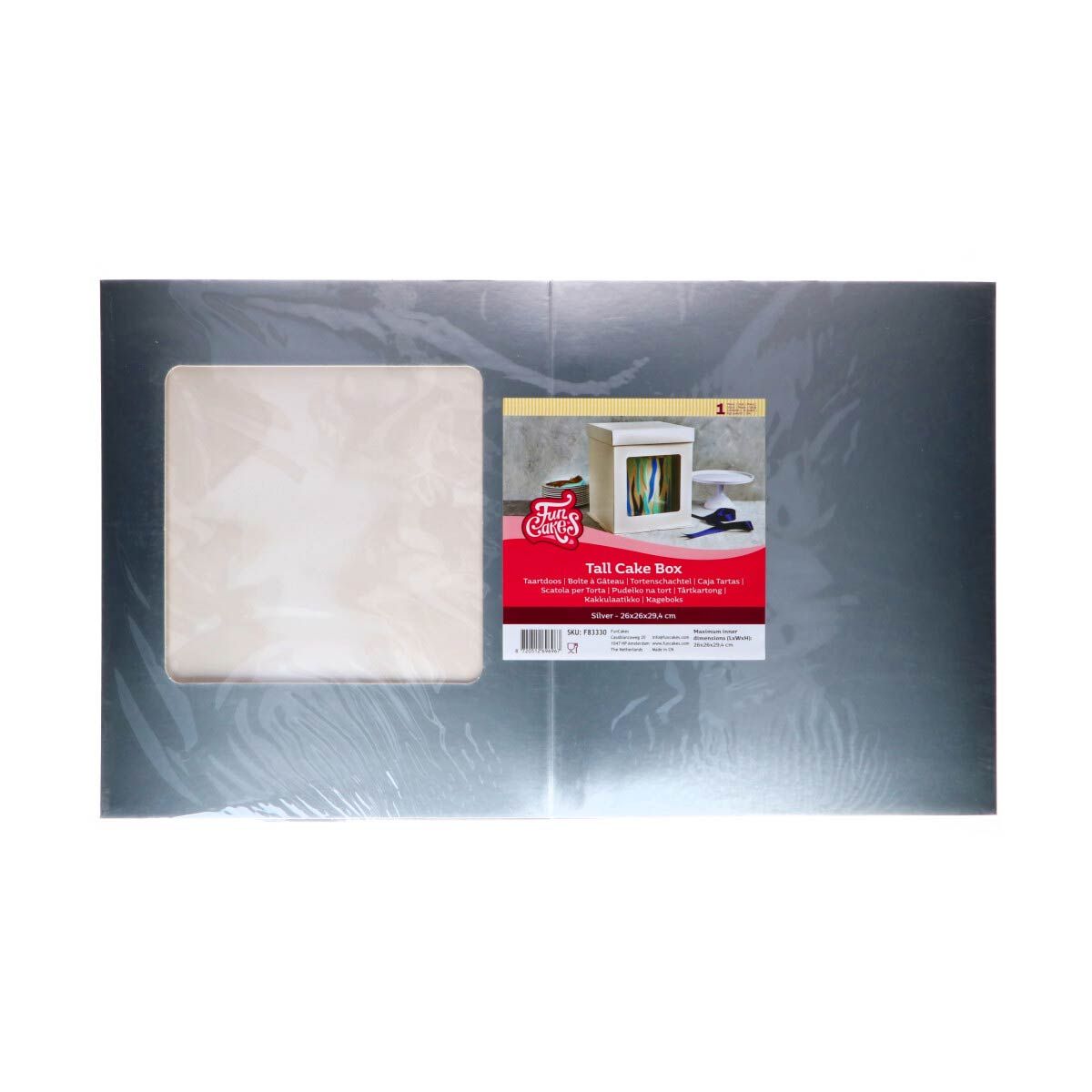 Tortenschachtel 26 x 26 x 29,4 cm - silber