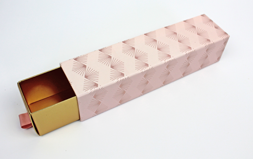 Macarons Schachtel mit Schiebeeinsatz rosé gemustert