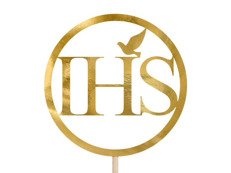 Cake Topper "IHS" gold