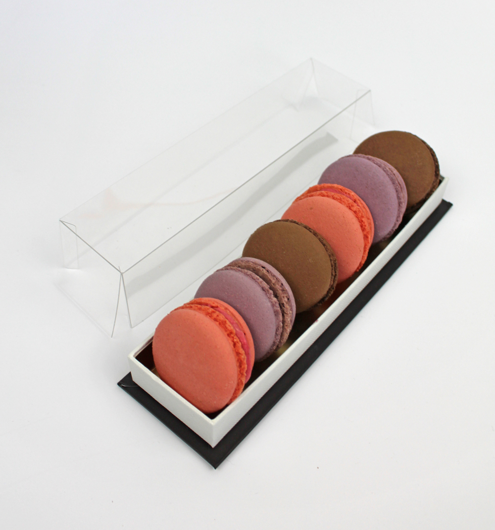 Macarons Schachtel schwarz mit Klarsichtdeckel