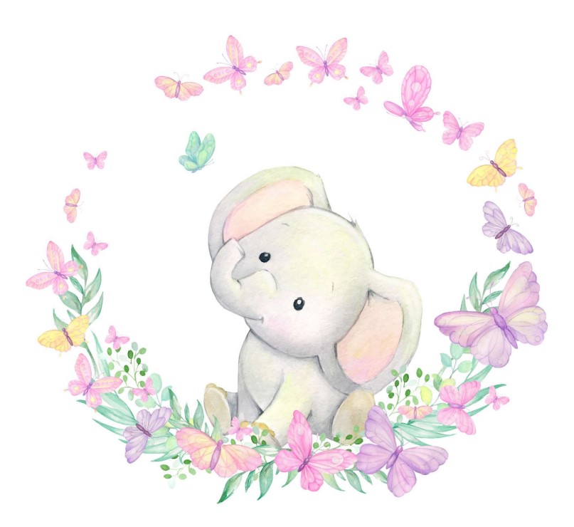 Muffinaufleger Elefant mit Blumen