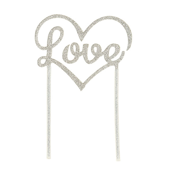Cake Topper - Love Herz silber