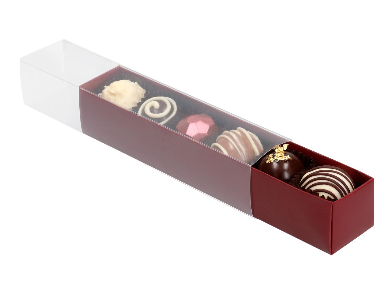 Pralinen Schachtel Trüffel-Verpackung  für 6 Trüffel mit Klarsichtdeckel