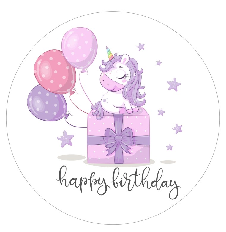 Tortenaufleger Einhorn Happy Birthday