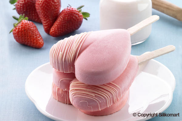 Silikomart Kit Eis/Kuchen am Stiel Mini Heart Gel03m