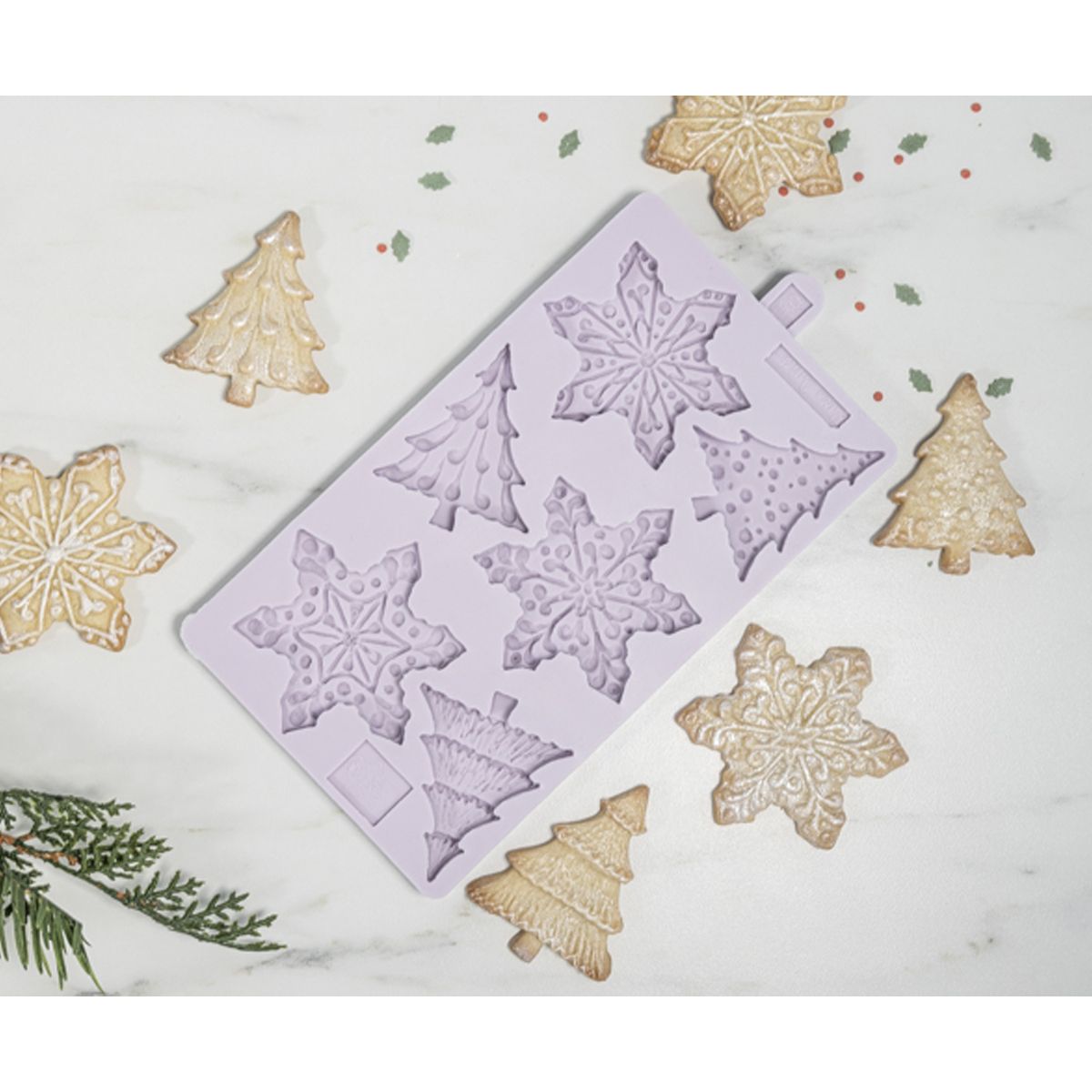 Silikonform - Schneeflocken & Weihnachtsbäume