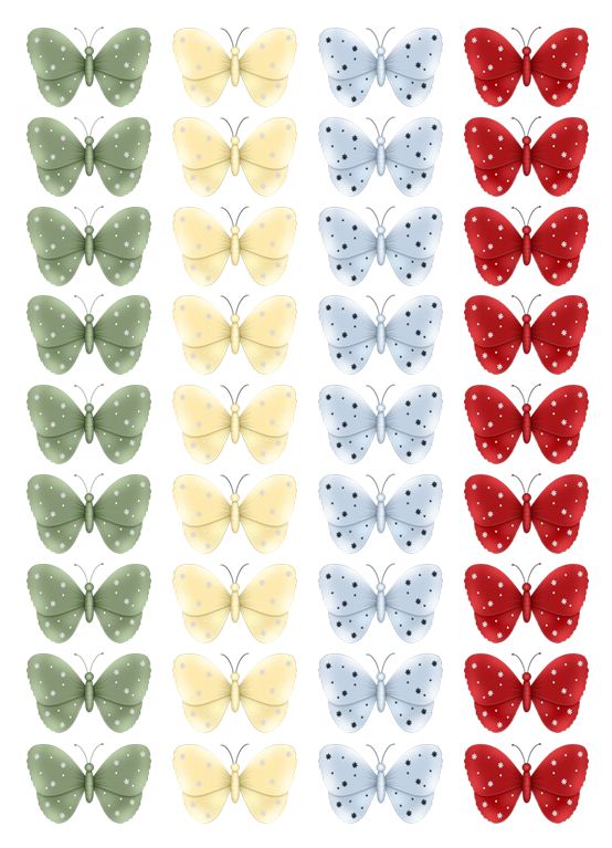 Fondantschmetterlinge gemischt