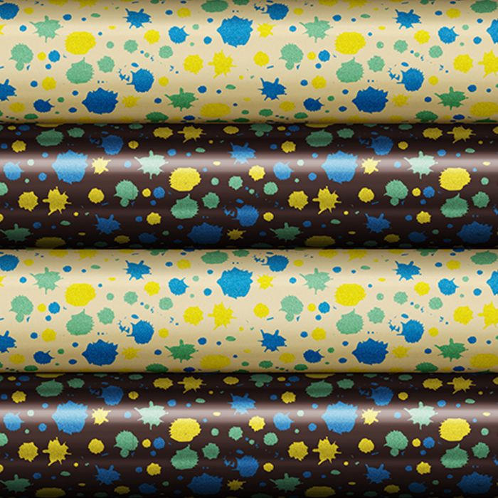 Schokoladen Transfer- Abziehfolie bunte Farbtupfen Muster